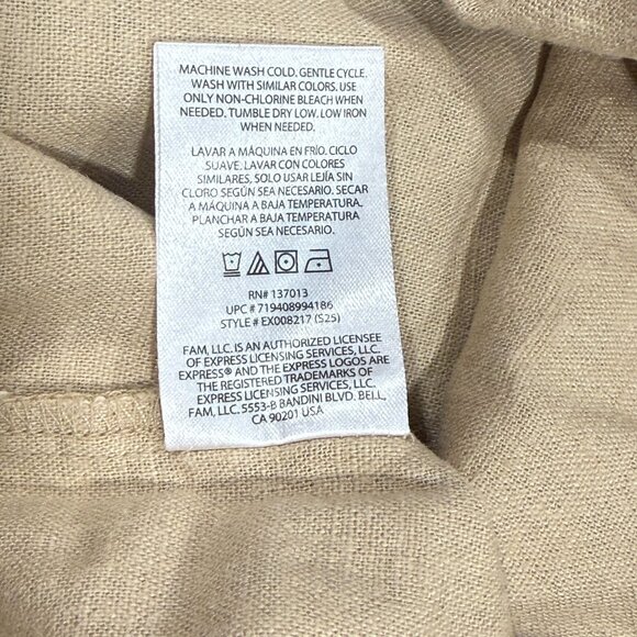 Express Women's Top M Beige Linen Blend Square Neck Tank Top Size M - Picture 7 of 7